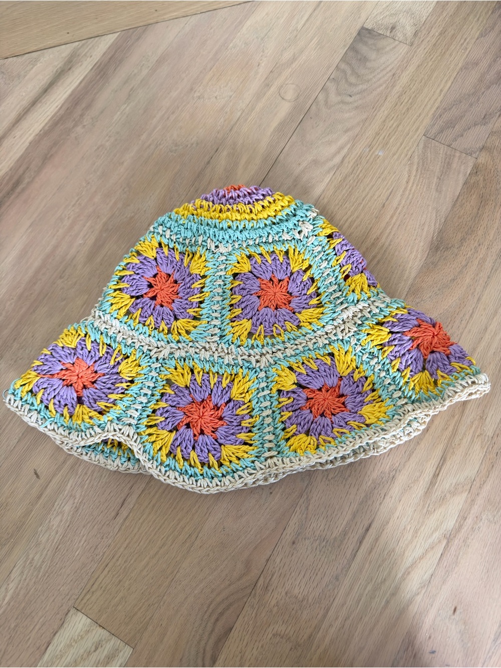 Crochet Bucket Hat in Pastel Multi-Color